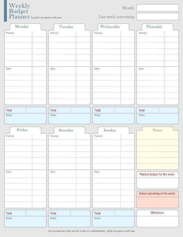 Free Online Budget Planner Template Family Weekly Bud Planner