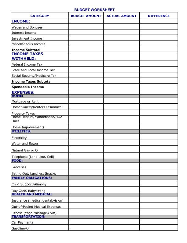 Free Online Budget Planner Template Free Printable Personal Bud Worksheet