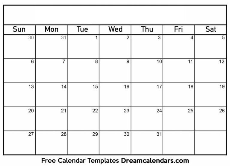 Free Printable Monthly Planner Template Free Printable Monthly Blank Calendar Templates Writable for