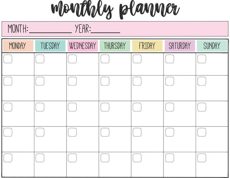 Free Printable Monthly Planner Template Free Printable Weekly &amp; Monthly Planners — Journey with Jess
