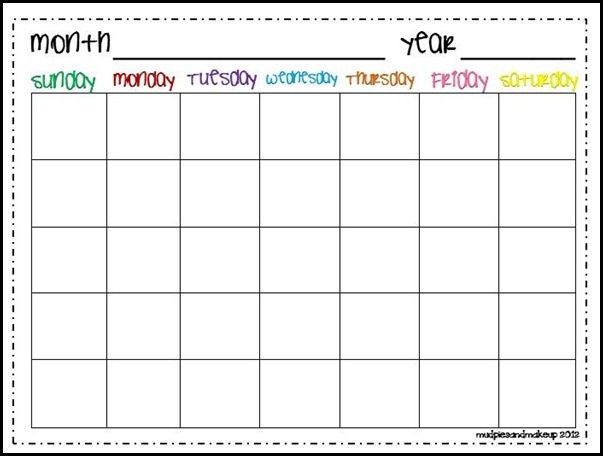 Free Printable Monthly Planner Template Mudpies and Make Up Free Calendar Journal Printables
