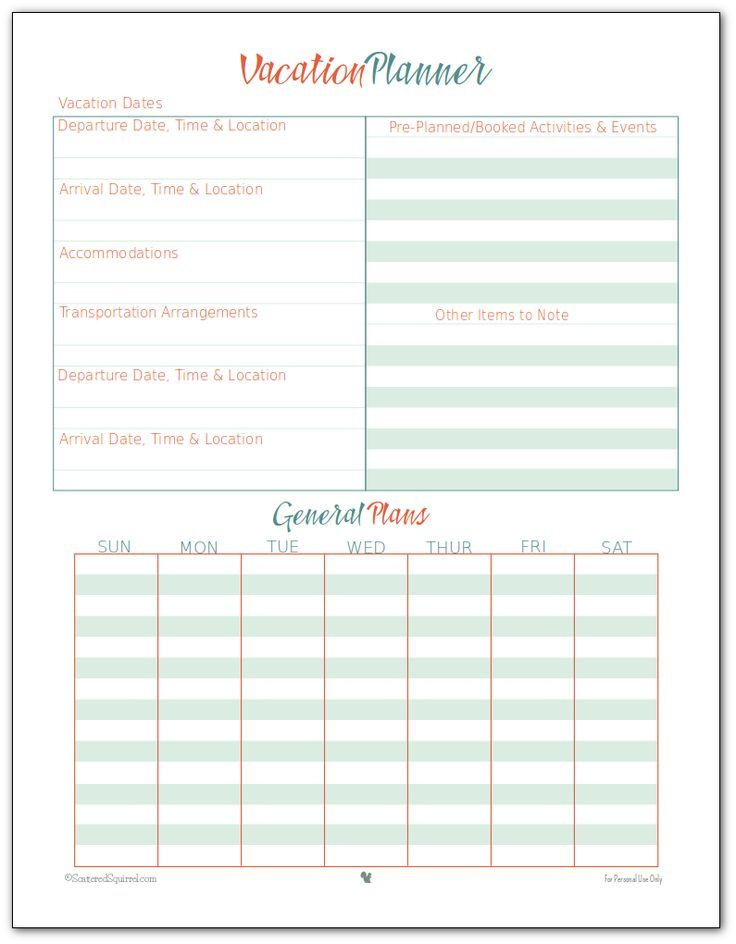Free Printable Vacation Planner Template This Vacation Planner Printable is A Great Place to Keep