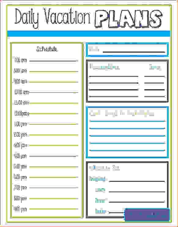 Free Printable Vacation Planner Template Vacation Schedule Template 7 Vacation Schedule Template