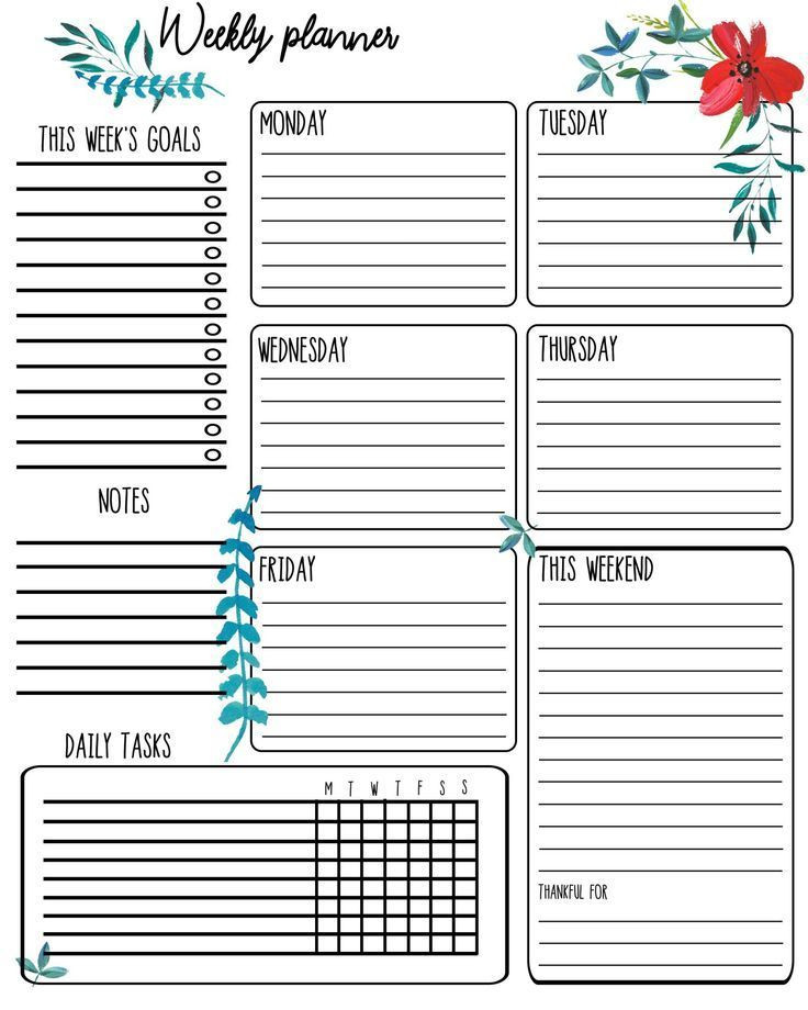 Free Printable Weekly Planner Template Free Printable Weekly Planner
