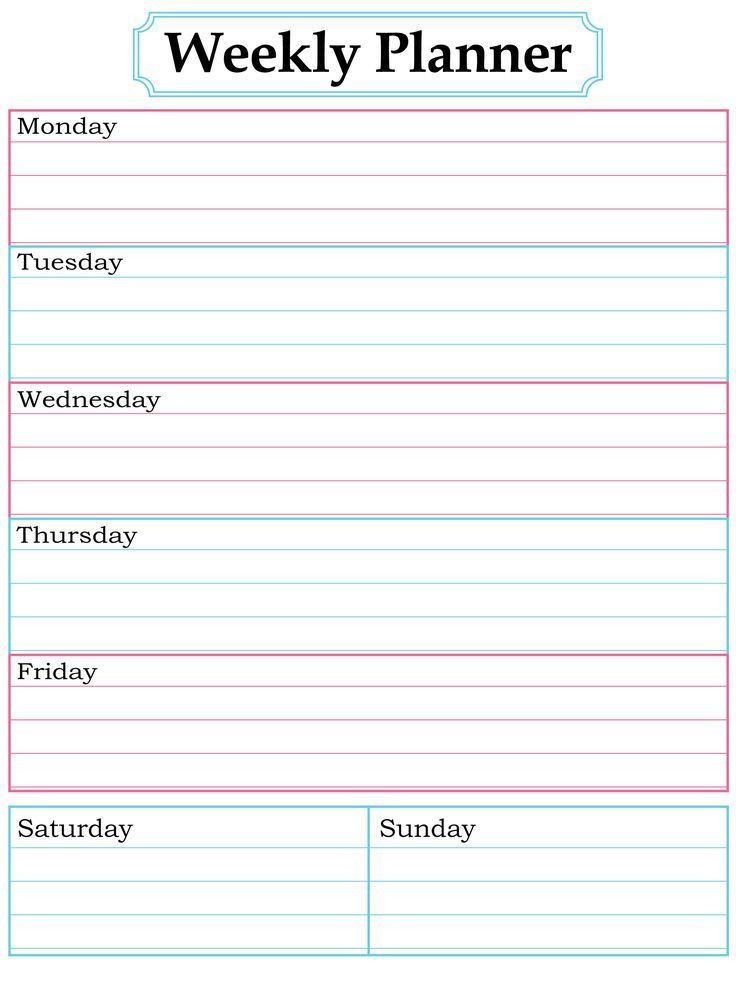Free Printable Weekly Planner Template Related Image