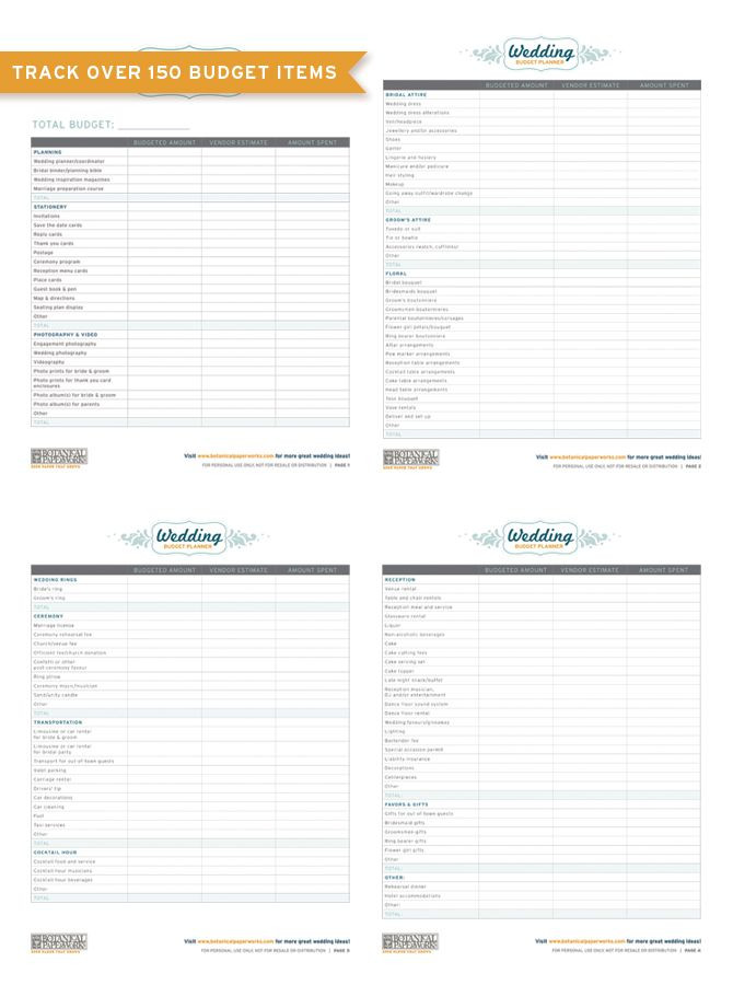 20 Free Wedding Plan Template