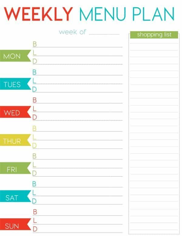 Free Weekly Menu Planner Template Free Weekly Menu Planner Printable