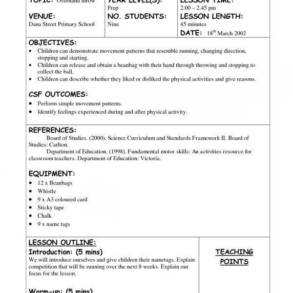 Fundamental Five Lesson Plan Template Pin On Health Education