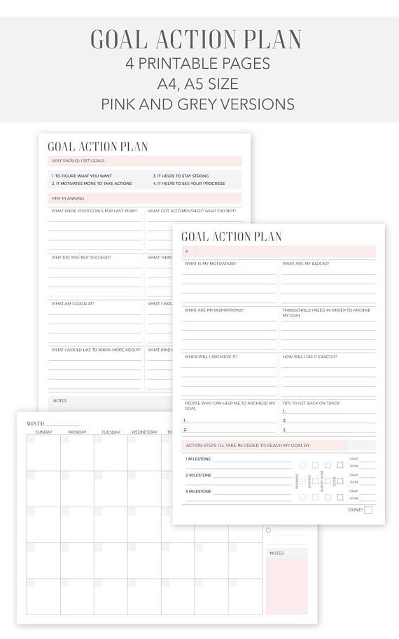 Goal Action Plan Template Goal Action Plan Printable Weekly Planner Calendar Planner