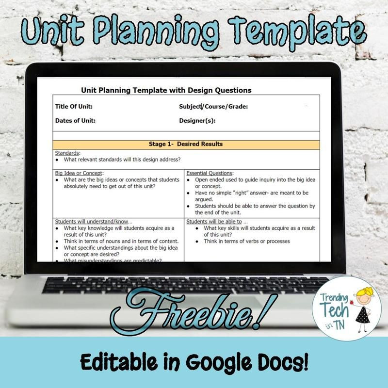 Google Doc Lesson Plan Template Unit Planning Template Freebie and Editable In Google Docs