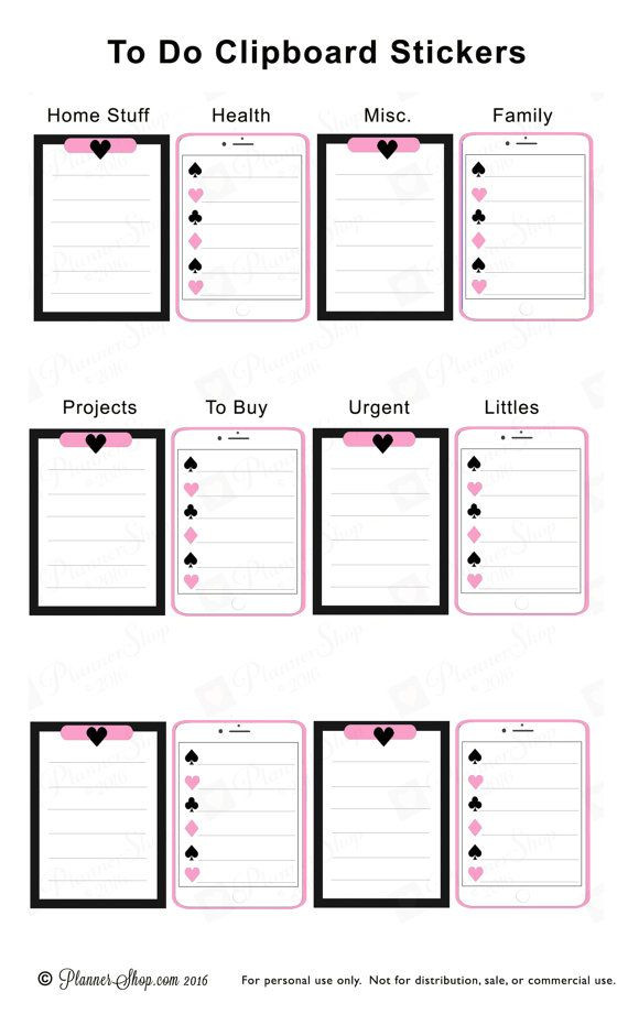 Happy Planner Sticker Template to Do Clipboard Planner Sticker Happy Planner Row Template