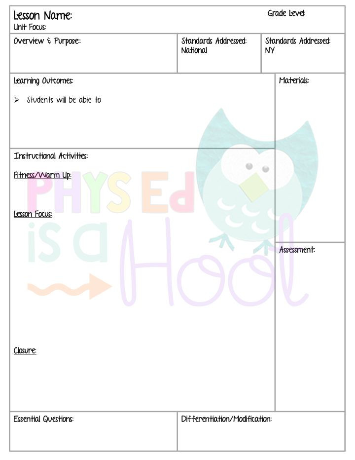 Health Education Lesson Plan Template Time to Get organized