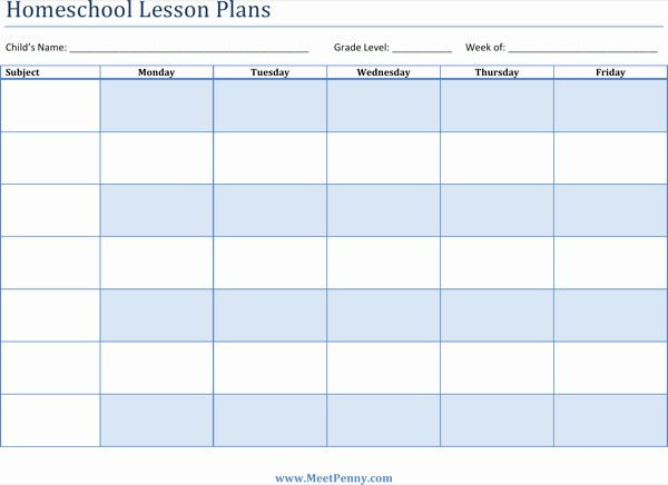 Homeschool Lesson Plan Template Excel Pin On Lesson Plan Template Printables
