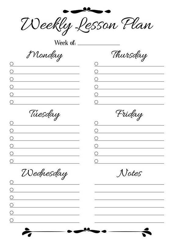 Homeschool Lesson Plan Template Weekly Lesson Plan Printable Teacher Planner Lesson Plan