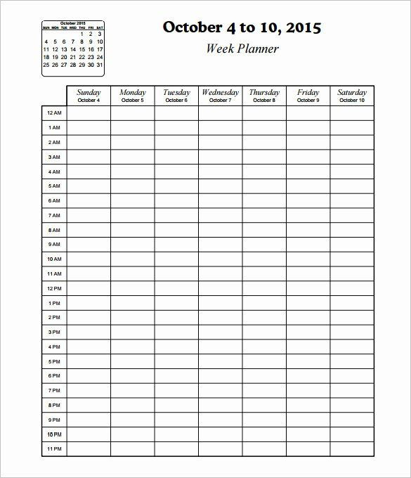 Hourly Planner Template Weekly Hourly Planner Template Lovely Hourly Schedule