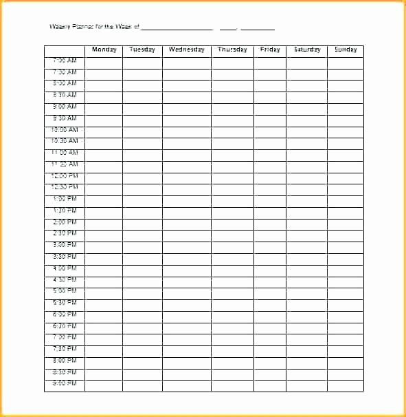 Hourly Planner Template Weekly Hourly Planner Template Unique Time Blocking Template