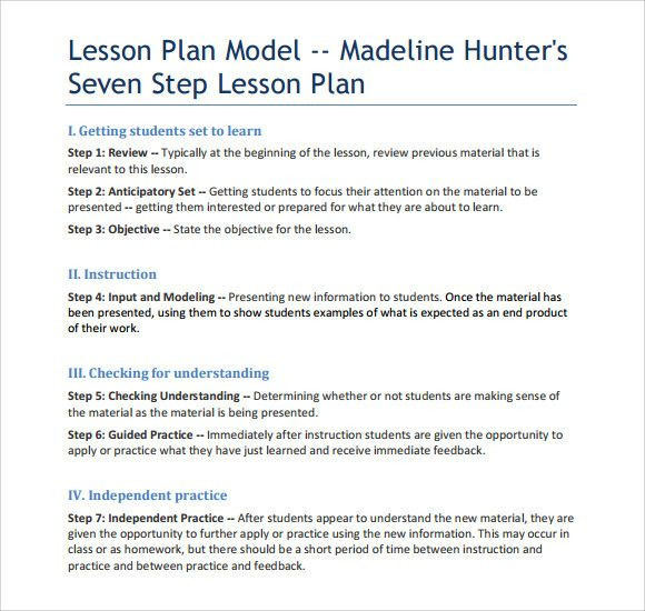 Hunter Lesson Plan Template Madeline Hunter Lesson Plan Template Lovely Sample Madeline
