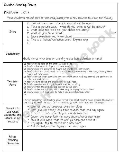 Jan Richardson Lesson Plan Template Small Group Guided Reading Lesson Plan Template