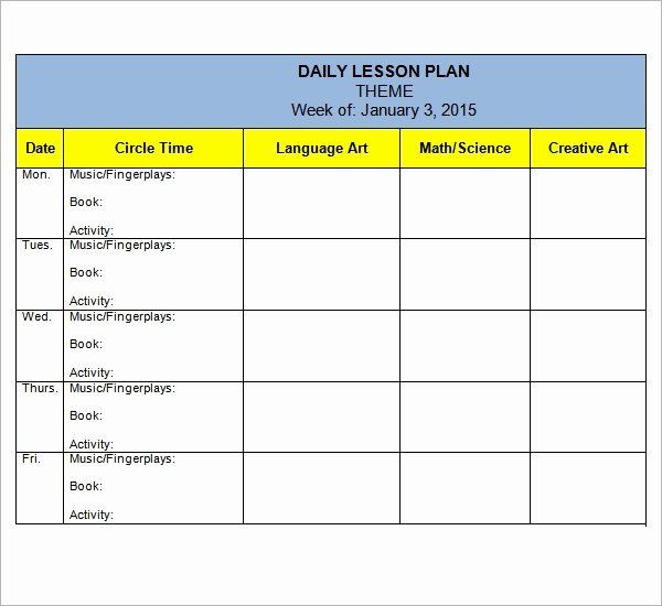 Kindergarten Weekly Lesson Plan Template Preschool Lesson Plan Examples Beautiful Free 10 Sample