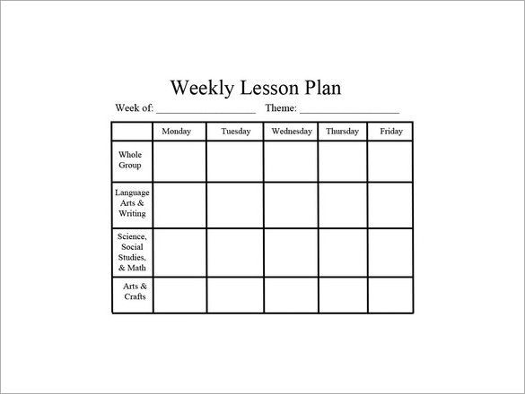 Kindergarten Weekly Lesson Plan Template Weekly Lesson Plan Template Word In 2020