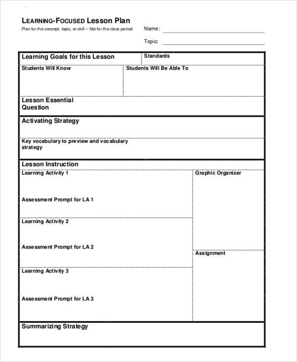 Learning Focused Lesson Plan Template Pin On south Africa