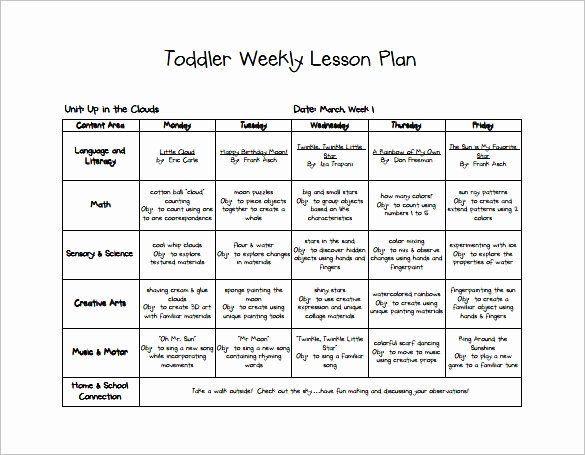 Lesson Plan for toddlers Template toddler Lesson Plan Template Lovely Early Childhood Lesson