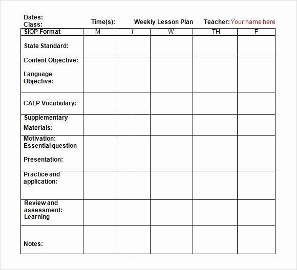 Lesson Plan Template Doc Weekly Lesson Plan Template Pdf New Lesson Plan Template Doc