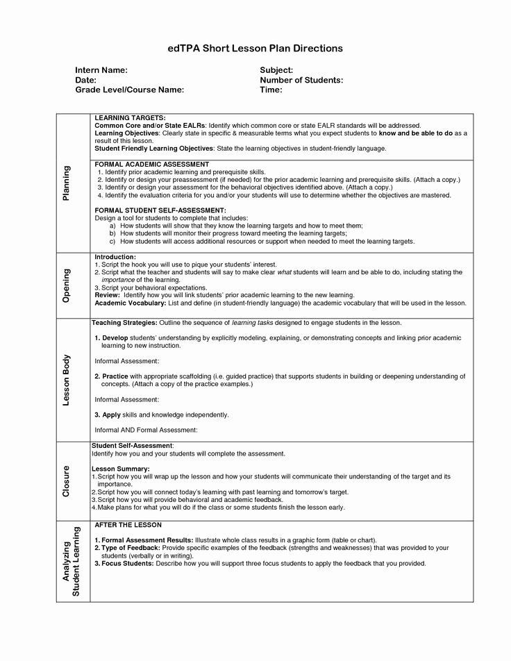 Lesson Plan Template for Edtpa Edtpa Lesson Plan Template Fresh Visual Art Lesson Plan
