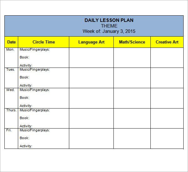 Lesson Plan Template Google Docs Preschool Lesson Plan Template 7 Download Free Documents In