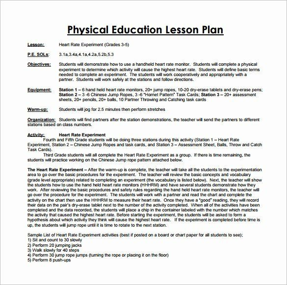Lesson Plan Template Nyc Lesson Plan Template Nyc Awesome 7 Physical Education Lesson