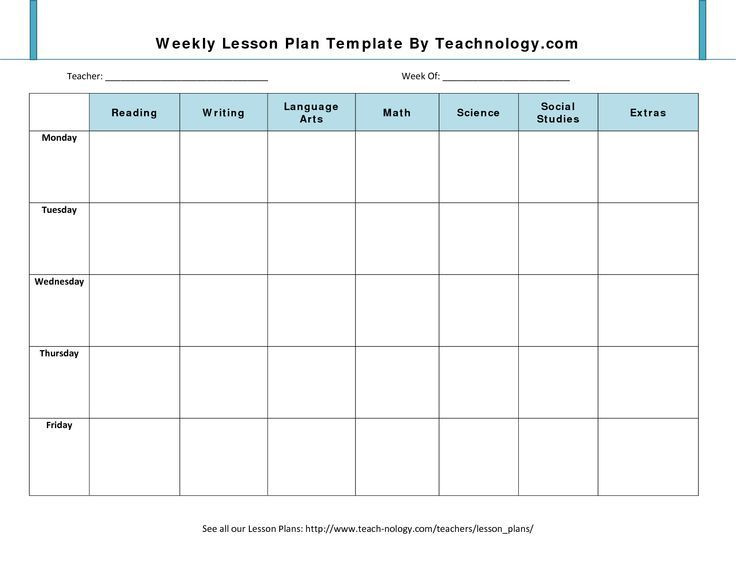 Lesson Plan Template Weekly Blank Lesson Plan Template