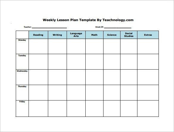 Lesson Plan Template Weekly Monthly Lesson Plan Template Pdf New Weekly Lesson Plan