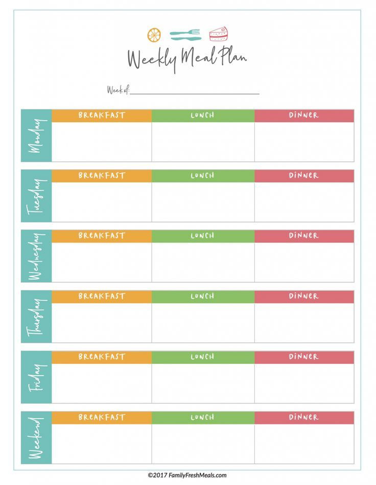 Macro Meal Planner Template Free Meal Plan Printables Family Fresh Meals
