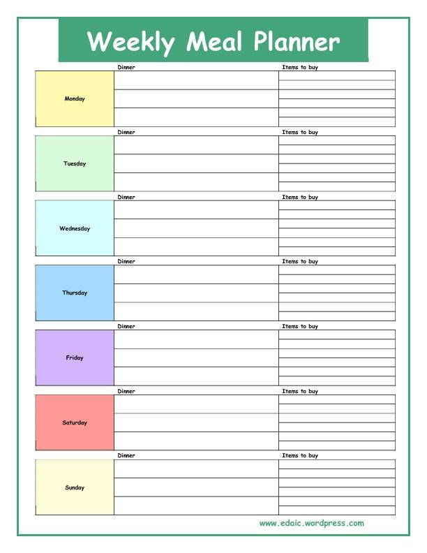 Meal Plan Template Free Meal Planner Like the Simplicity