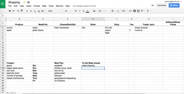 Meal Planning Template Google Docs How I Use Google Sheets for Meal Planning