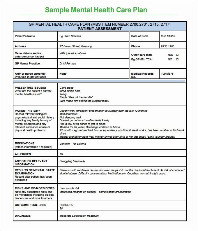 Printable Mental Health Treatment Plan
