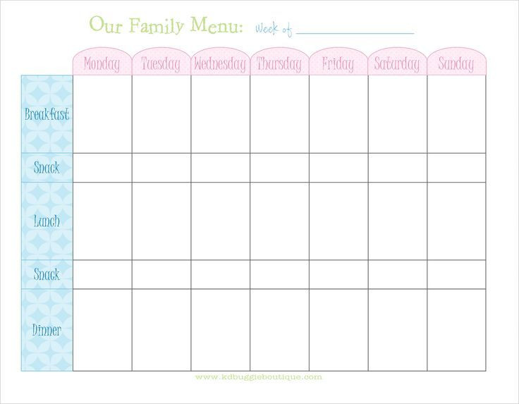 Menu Planner Template Printable Free Weekly Menu Planner with Snacks