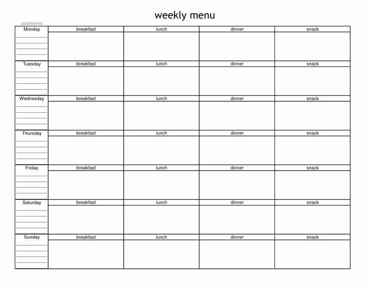 Menu Planner Template Printable Menu Planner Template Printable Awesome Blank Weekly Menu