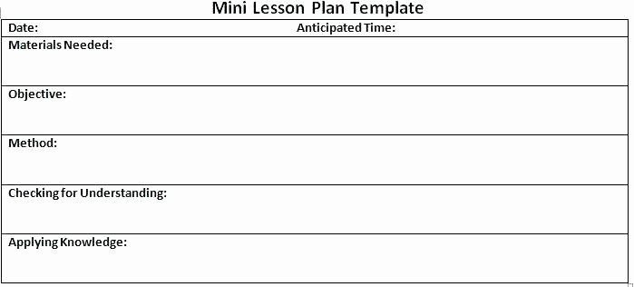 Mini Lesson Plan Template Mini Lesson Plan Template Luxury Lesson Plan format In 2020