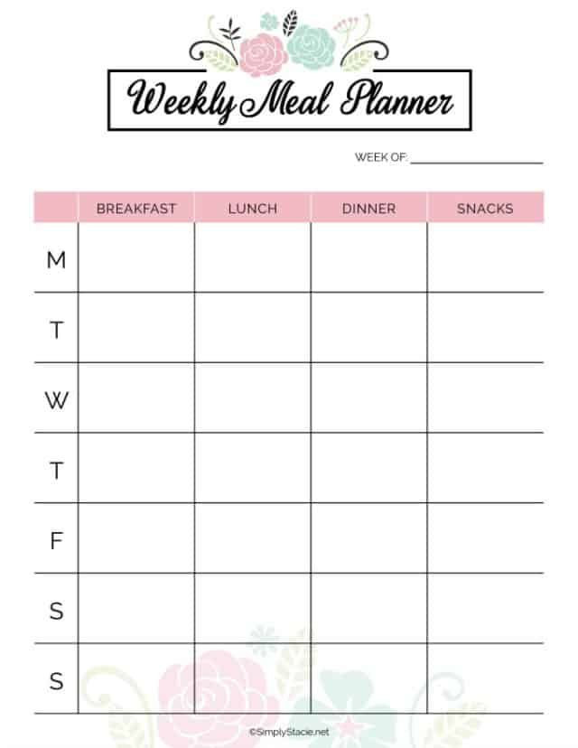Monthly Meal Planner Template 2019 Meal Planner Free Printable