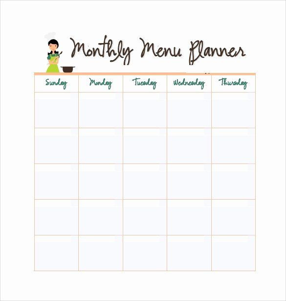 Monthly Meal Planner Template Excel Free Meal Planner Template Download Lovely Free 17 Meal