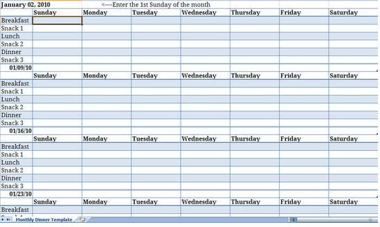 Monthly Meal Planner Template Excel Pin On Meal Planning Templates