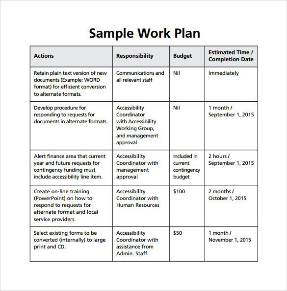 Monthly Work Plan Template Excel Example Of Work Plan Template 585595