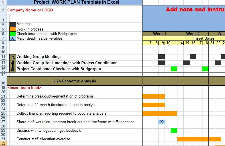 Monthly Work Plan Template Excel Project Work Plan Template In Excel Xls