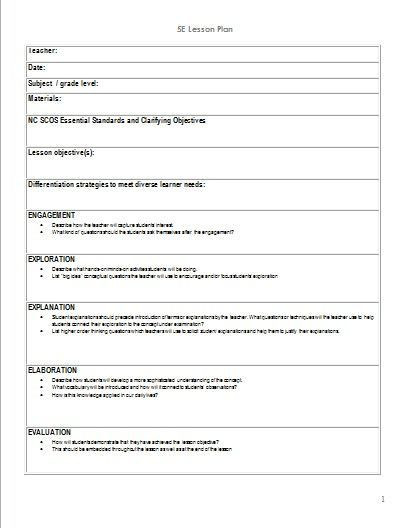 Ngss Lesson Plan Template 5e Lesson Plantemplate Easy to Follow Helps You Create A