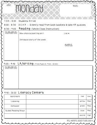 One Page Lesson Plan Template Mrs Heeren S Happenings