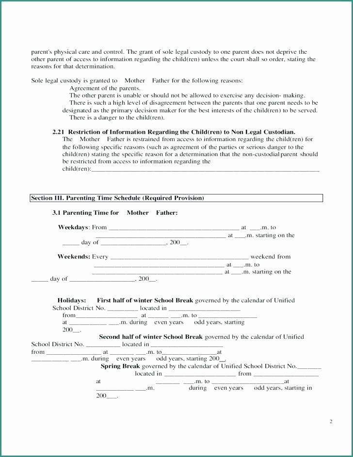 Parenting Plan Template Free Parenting Plan Template Download Fresh Notarized