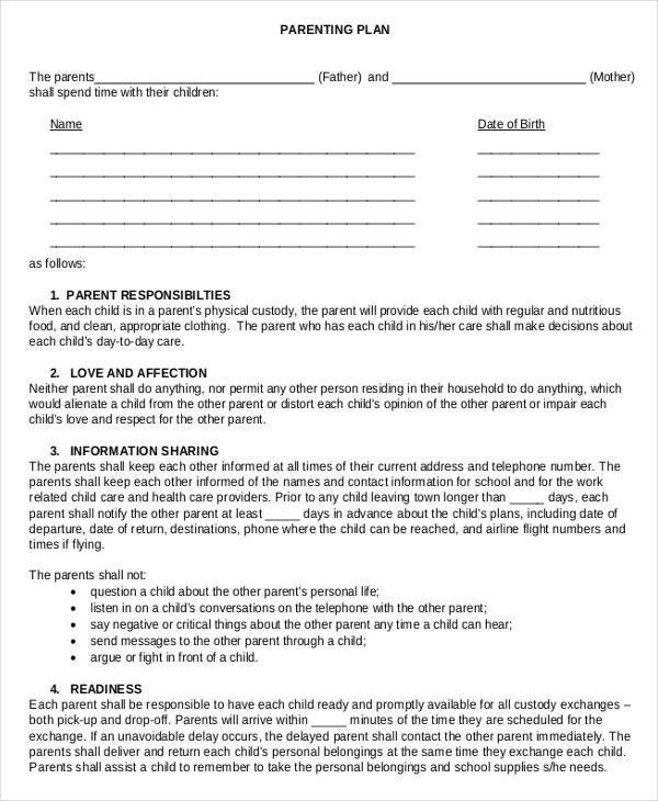 Parenting Plan Template Parenting order Template Qld I Will Tell You the Truth About