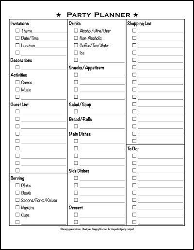 Party Plan Checklist Template Free Party Planner Checklist