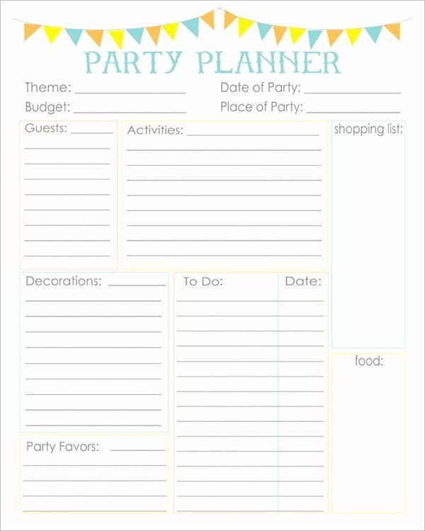Party Plan Template Party Plan Checklist Template New 21 Free Party Planning